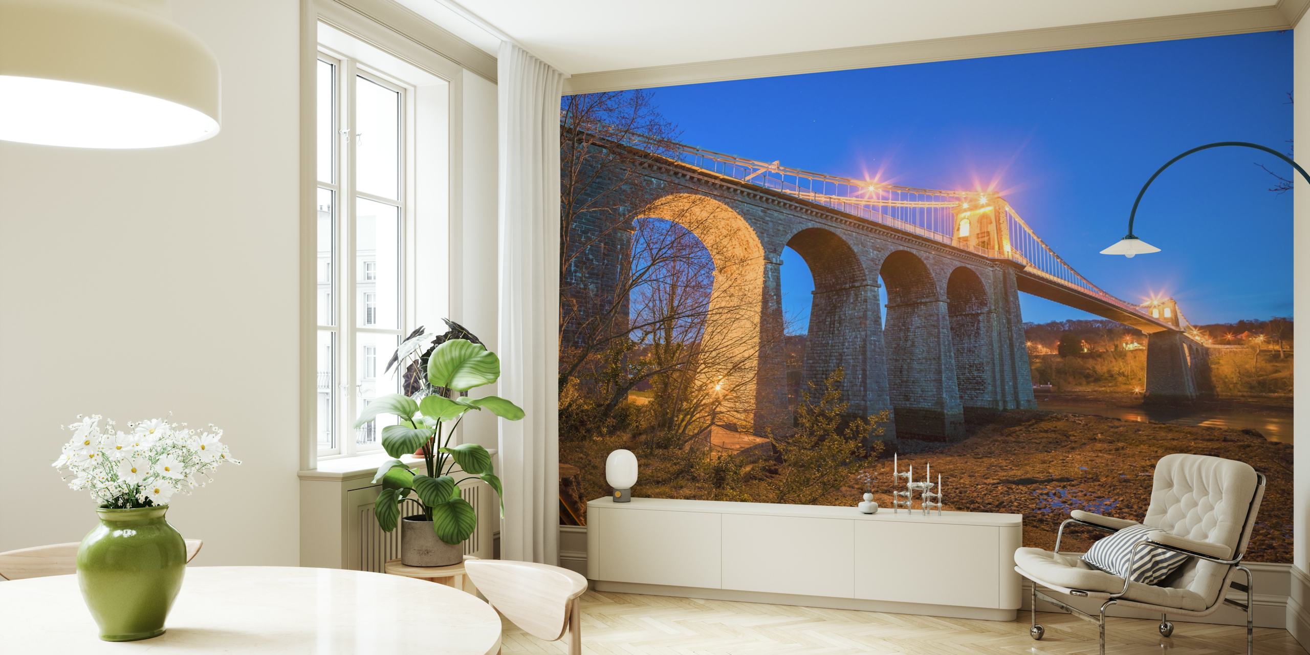 Menai Bridge wallpaper display in a room